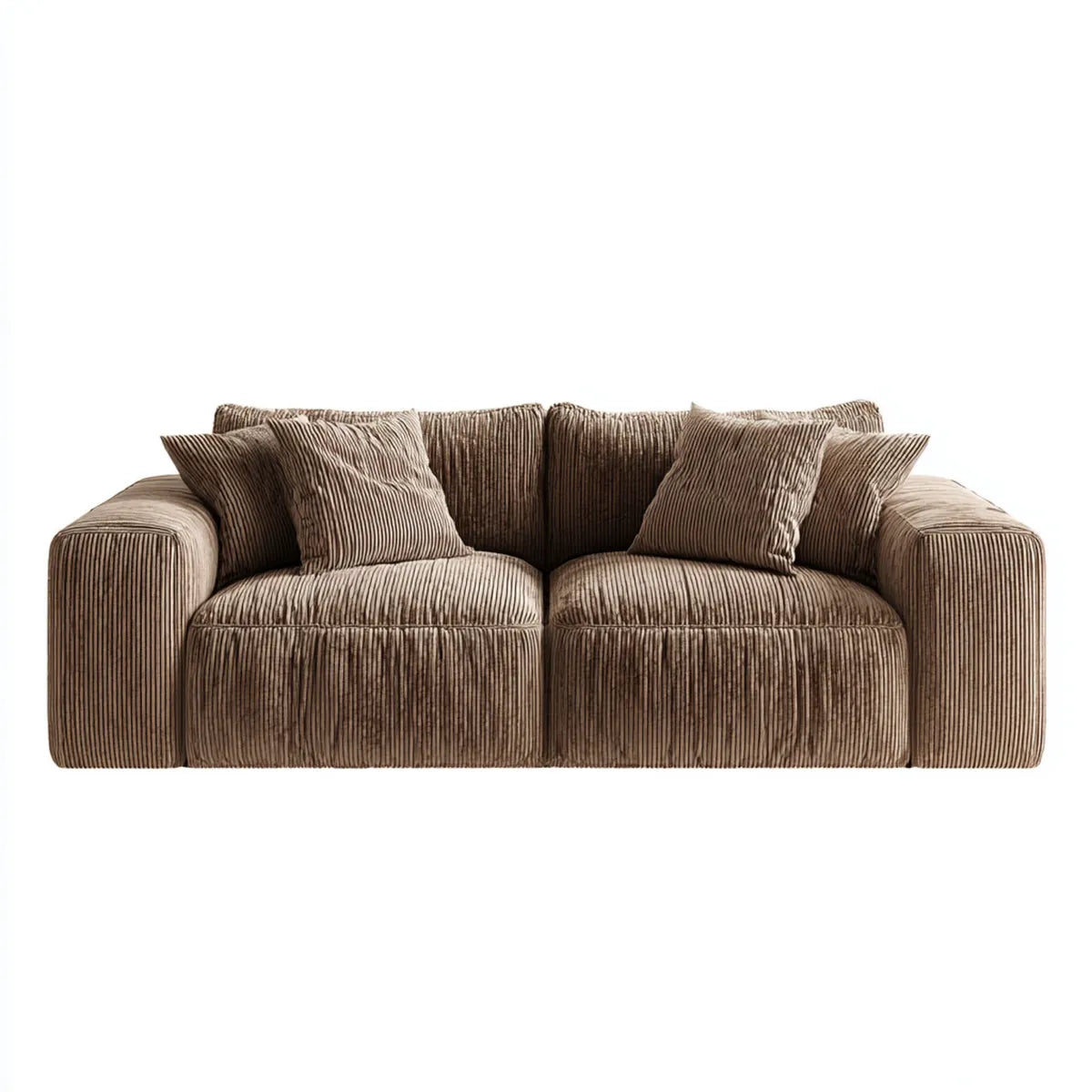Divano 2 posti marrone in velluto a coste di poliestere rettangolare 180 x 95 x 78 cm