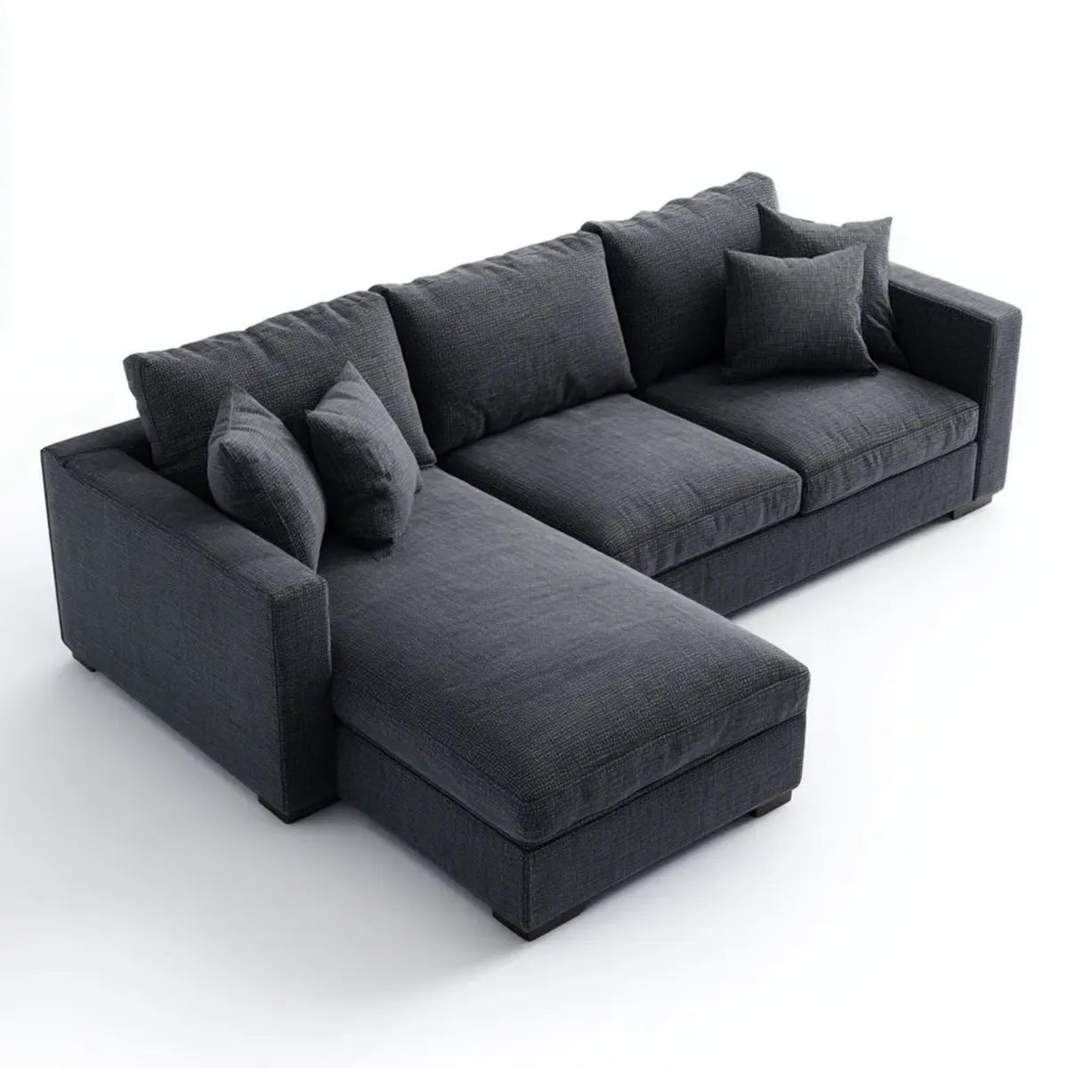 Divano angolare con chaise longue sinistra grigio antracite 280 x 170 x 85 cm in poliestere forma a L