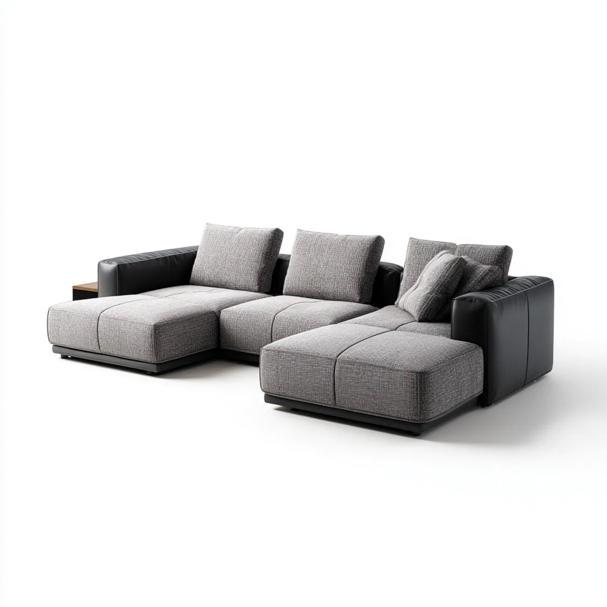 Divano angolare modulare 3 posti grigio e nero 300 x 180 x 85 cm in poliestere e PU a L