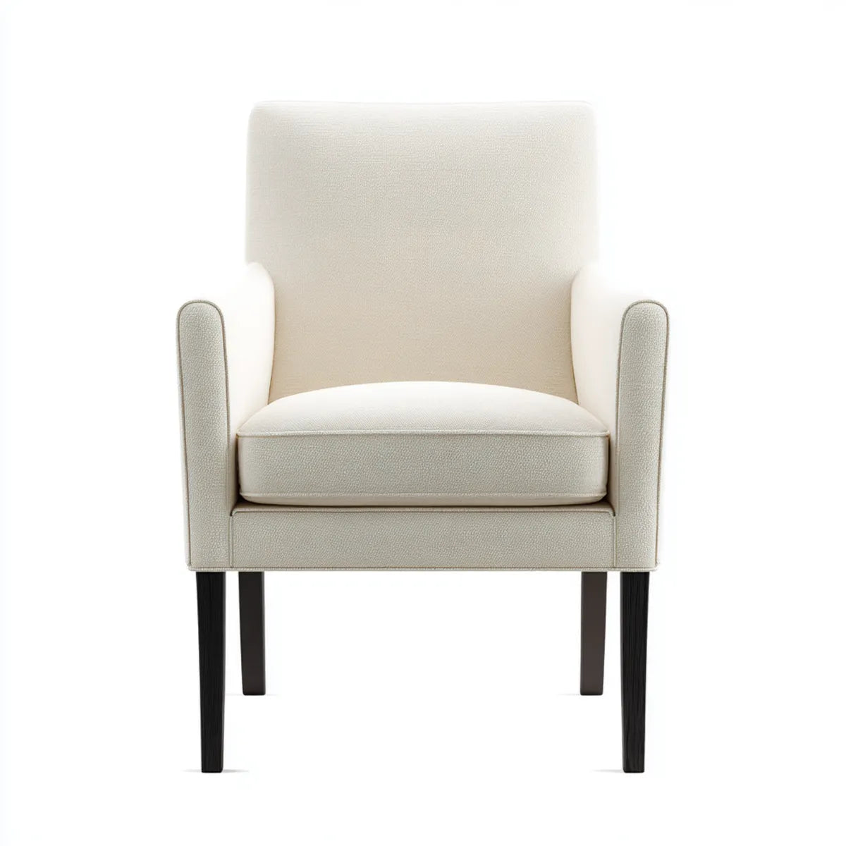 Poltrona da soggiorno crema 68 x 72 x 92 cm in poliestere con schienale rettangolare e gambe nere