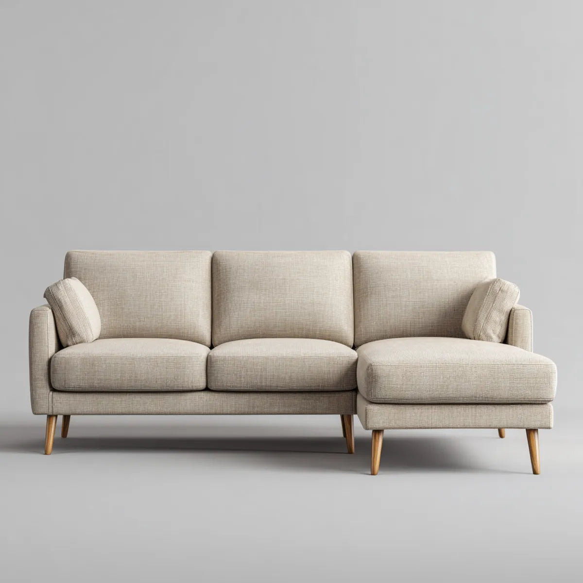 Divano angolare 3 posti con chaise longue destra beige 250 x 160 x 85 cm rivestimento in poliestere forma a L