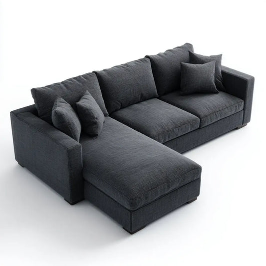 Divano angolare con chaise longue sinistra grigio antracite 280 x 170 x 85 cm in poliestere forma a L