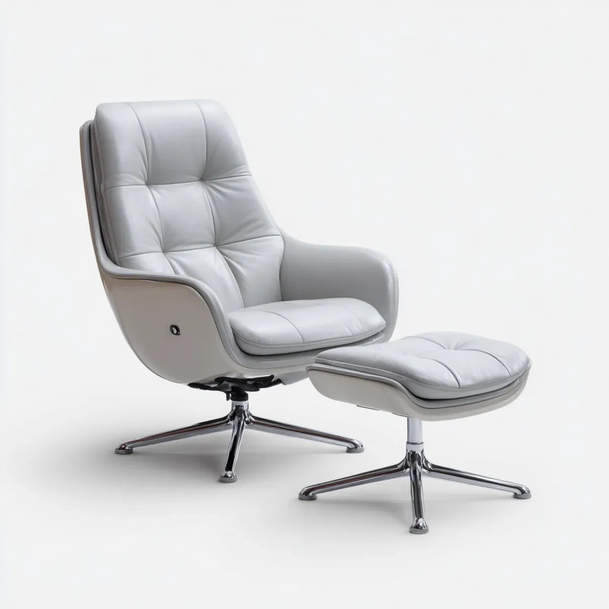 Poltrona reclinabile con poggiapiedi grigio chiaro in pelle PU imbottita sagoma ergonomica 78 x 86 x 102 cm
