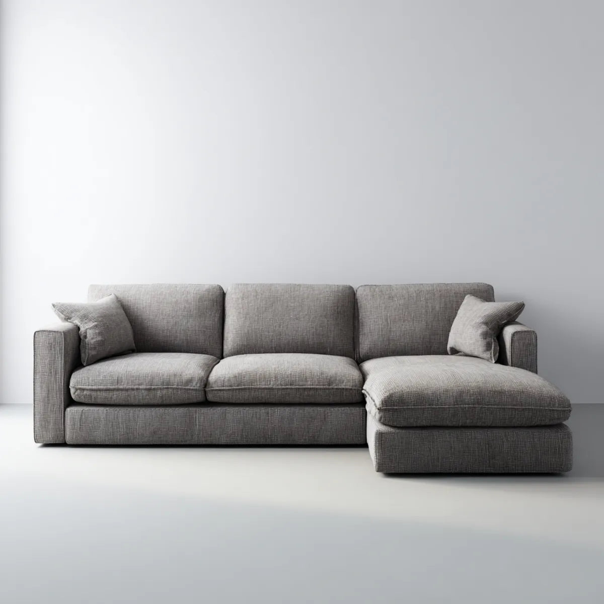 Divano angolare 3 posti grigio con chaise longue destra in poliestere a L 280 x 165 x 85 cm