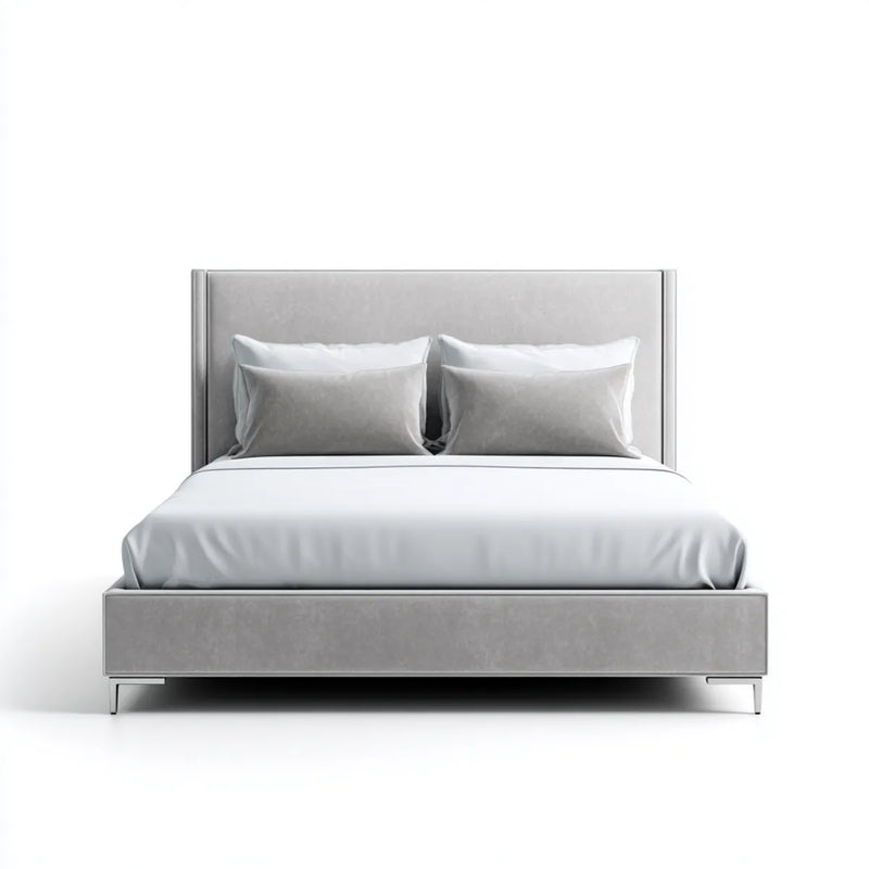 Letto matrimoniale imbottito grigio in velluto 160x200 cm