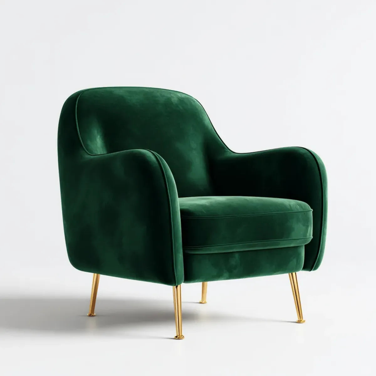 Poltrona da soggiorno verde scuro in velluto di poliestere con braccioli e gambe dorate 80 x 78 x 85 cm