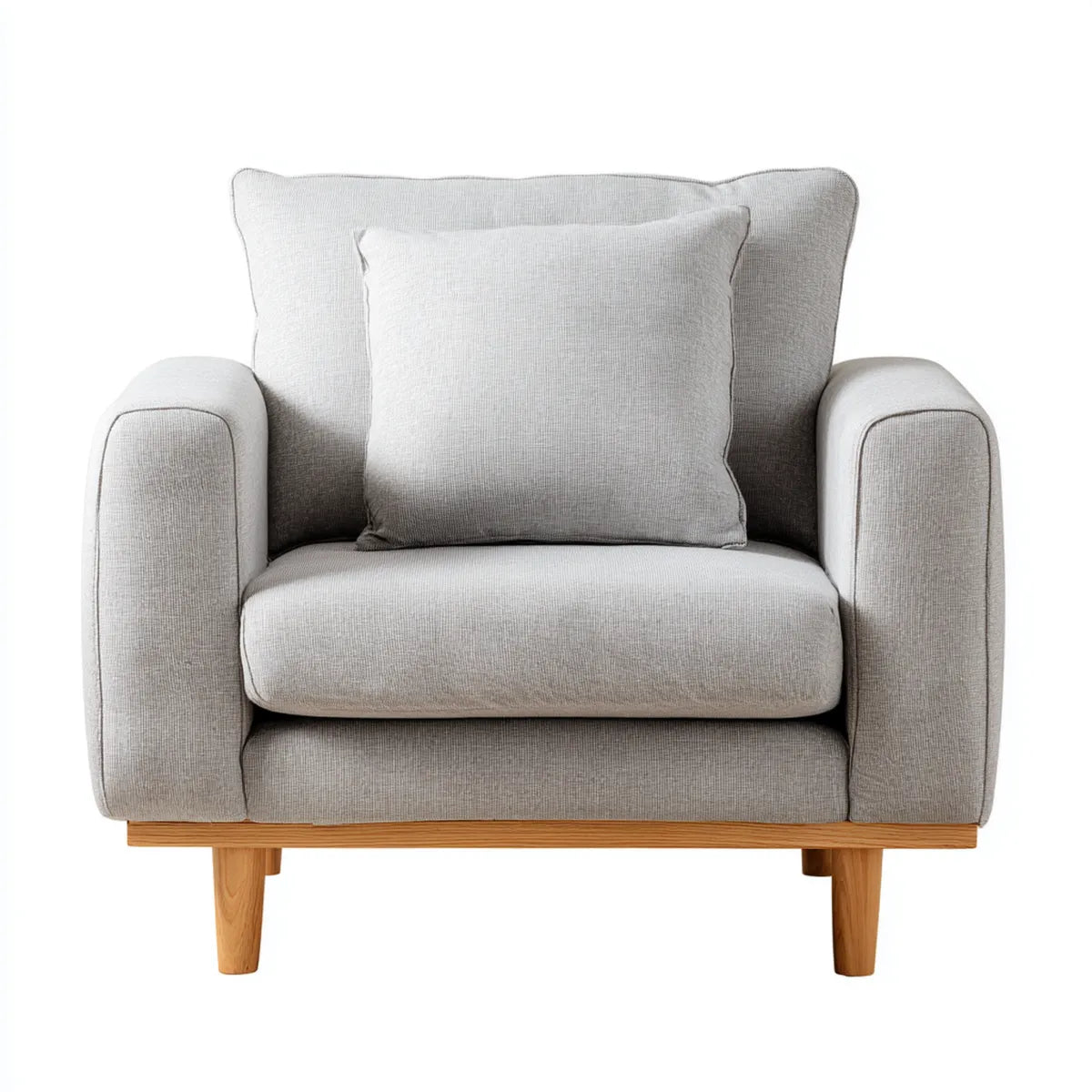 Poltrona da soggiorno grigio chiaro in poliestere con cuscino 100 x 90 x 90 cm