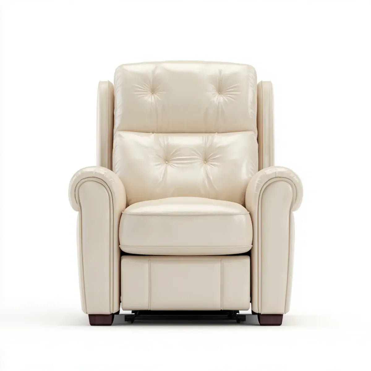 Poltrona reclinabile manuale crema in pelle sintetica PU con poggiapiedi 90 x 95 x 105 cm